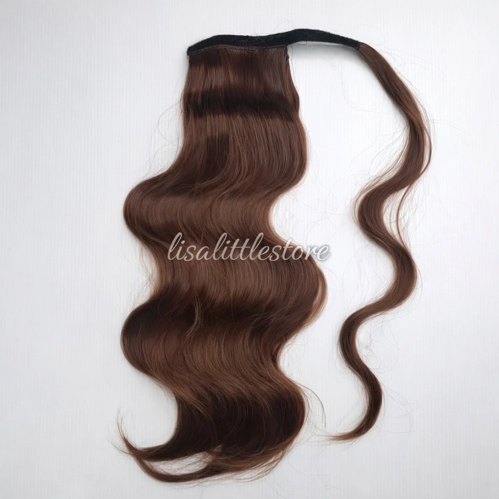 18” Wavy Wrap-Around Ponytail Chestnut Brown Wavy Extension piece